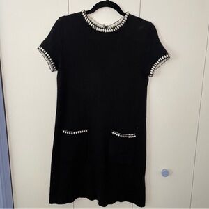 ZARA Black Knit short sleeve Mini Dress with Contrast Trim Size S